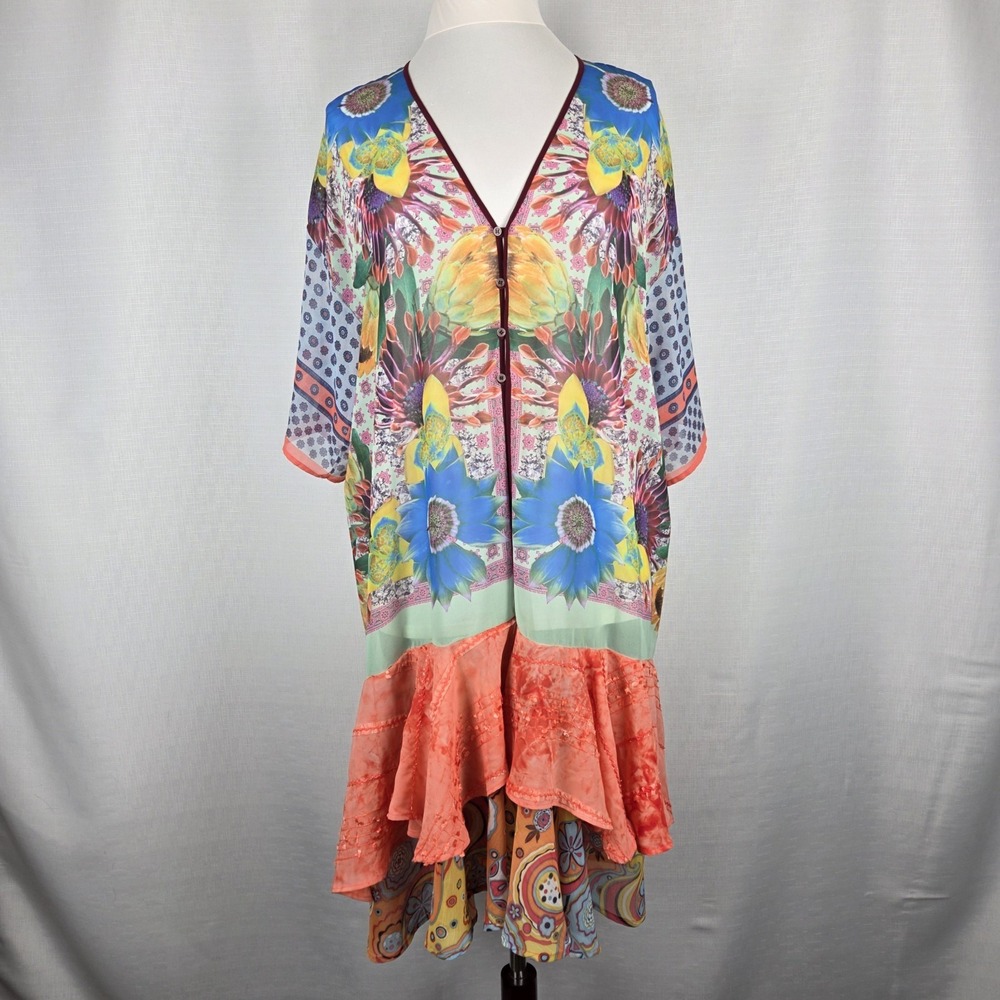 Anthropologie Dream Daily Artsy Blouse/Topper Women's L Fairy Garden Festival